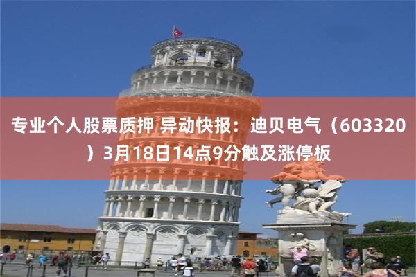 专业个人股票质押 异动快报：迪贝电气（603320）3月18日14点9分触及涨停板