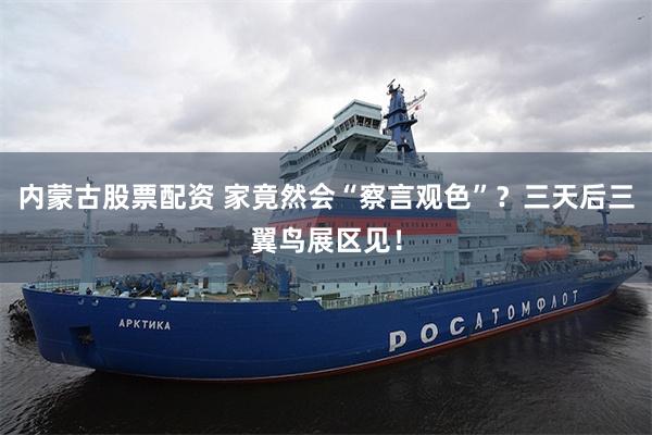 内蒙古股票配资 家竟然会“察言观色”？三天后三翼鸟展区见！