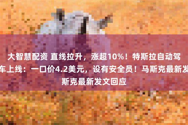 大智慧配资 直线拉升，涨超10%！特斯拉自动驾驶出租车上线：一口价4.2美元，设有安全员！马斯克最新发文回应